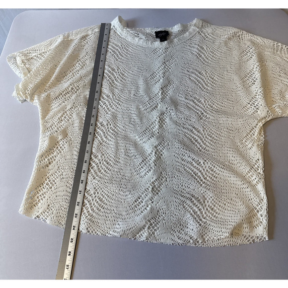 Daytrip‎ Women’s M Boho Chic Stretch Lace Mesh Cream Raw Top Beach Cover Up - Picture 8 of 9